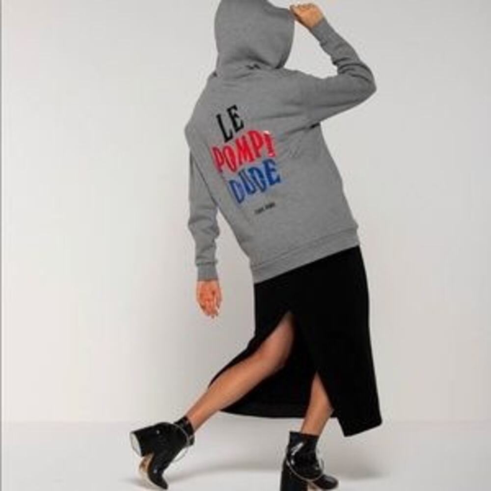 ETRE Cecile Paris Cotton Long Hooded Graphic Printed Sweatshirt